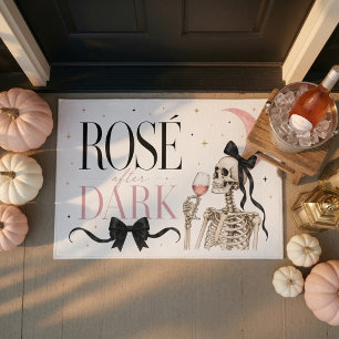 Rosé After Dark Skeleton Halloween Doormat