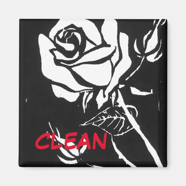"Rose Alba" Nettoyer lave-vaisselle État Magnet (Devant)
