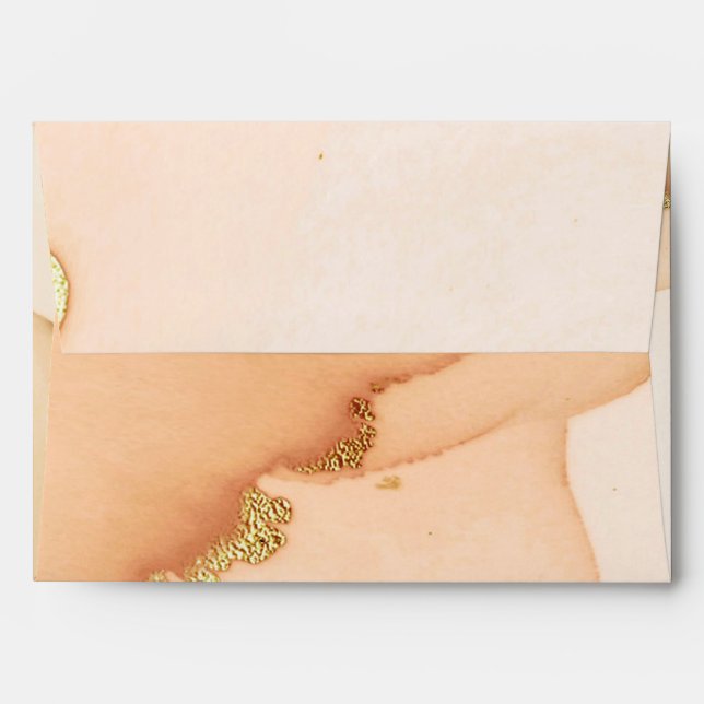 Rose Alcohol Ink Gold Elegant Envelope (Back (Top Flap))