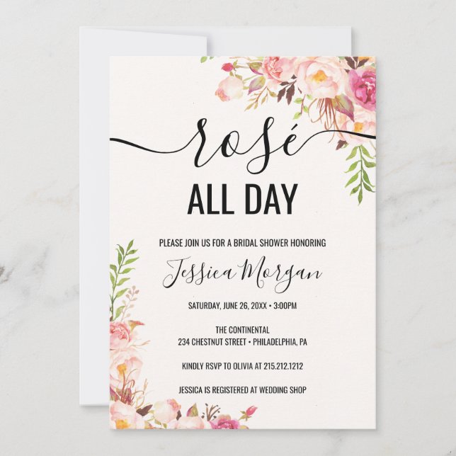 Rosé All Day Bridal Shower Invitation (Front)