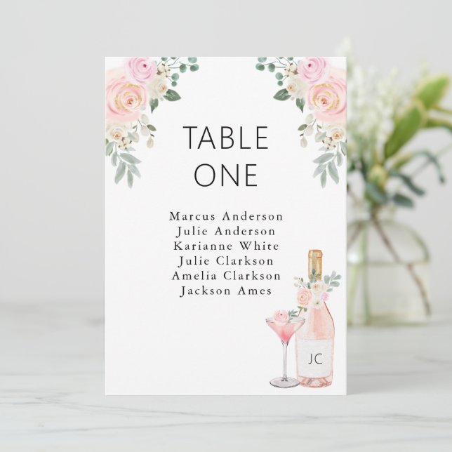 Rosé All Day Bridal Shower Table Card (Standing Front)