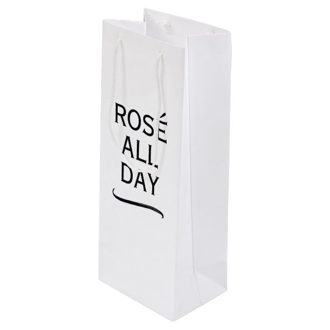 Rosé all day classy gift bag for wine bottles (Front Angled)