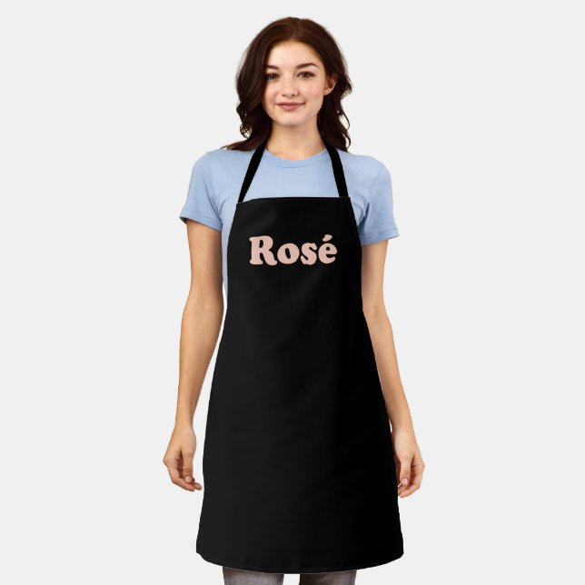 "Rose all day" Rose light pink black Apron (Worn)