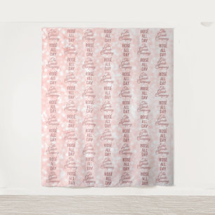 Rosé All Day Step and Repeat Event Photo Backdrop Tapestry