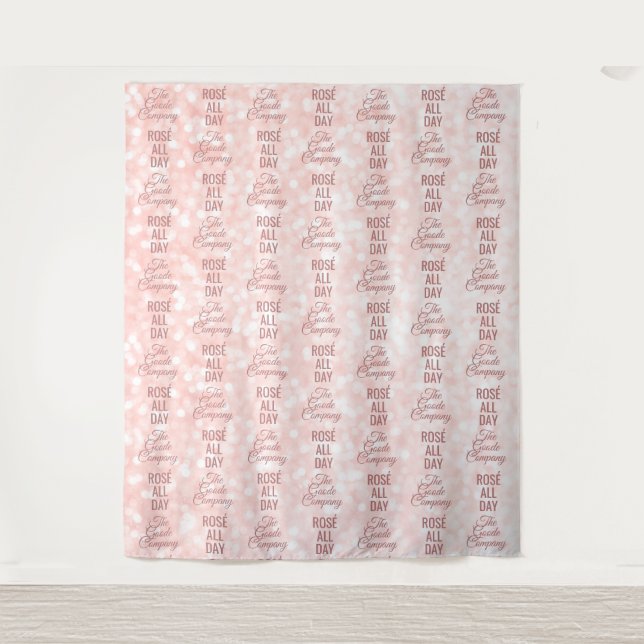 Rosé All Day Step and Repeat Event Photo Backdrop Tapestry (Front)