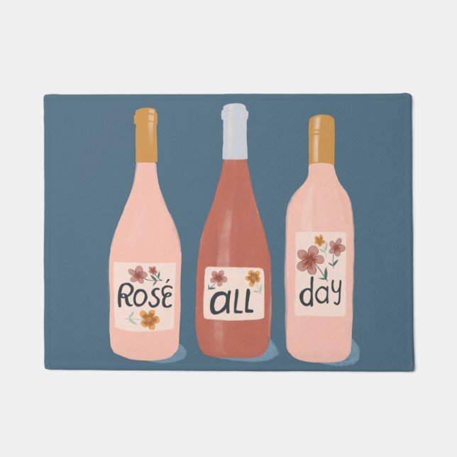 Rose All Day Wine Lovers Art Doormat (Front)