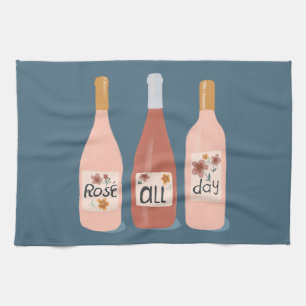 Rose ALL day wine lovers Kitchen Towel