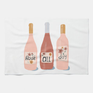 Rose ALL day wine lovers Kitchen Towel