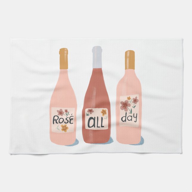 Rose ALL day wine lovers Kitchen Towel (Horizontal)