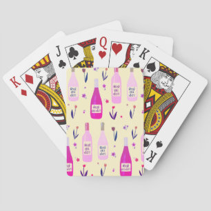 Rose All Day Wine Lovers on yellow Playing Cards