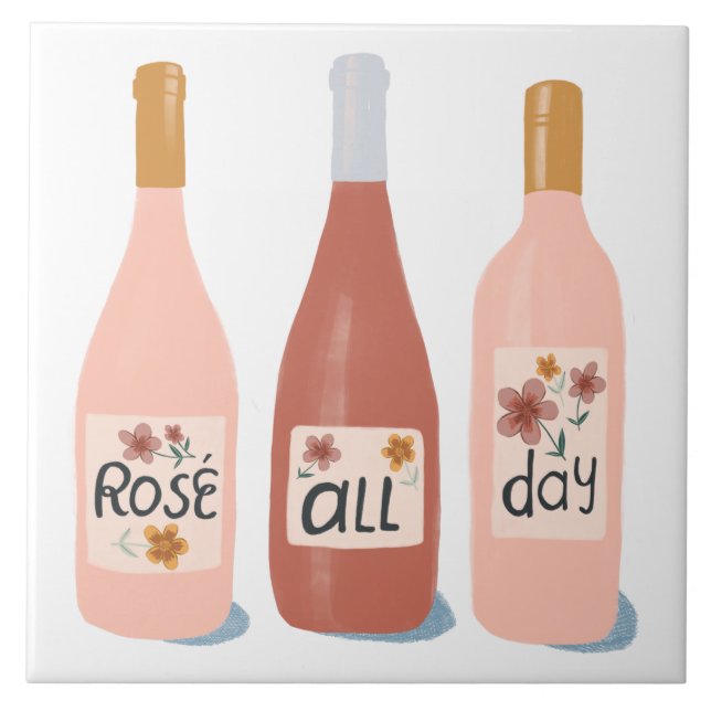 Rose all Day wine lovers wine ceramic tiles (Front)