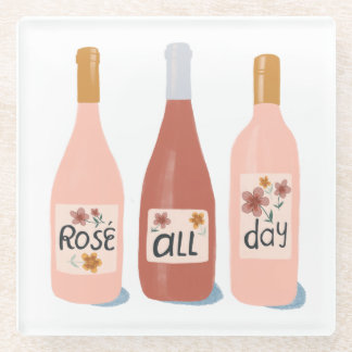 Rose all Day wine lovers wine coaster