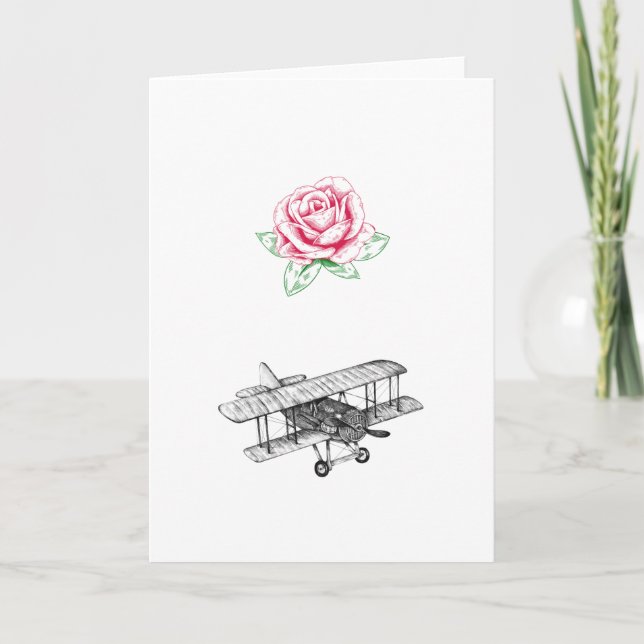 Rose and Airplane Card (Front)