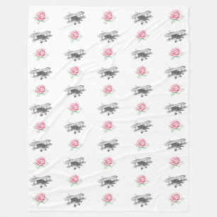 Rose and Airplane Fleece Blanket