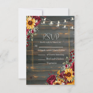 Rose and Aster Wedding RSVP Card