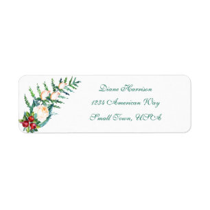 Rose and Berry Watercolor Stems