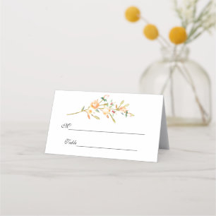 Rose and Berry Watercolor Stems Place Card