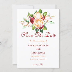 Rose and Berry Watercolor Stems Wedding Invitation