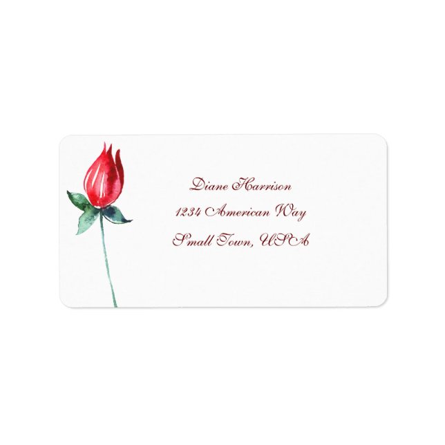 Rose and Berry Watercolor Stems Wedding Label (Front)