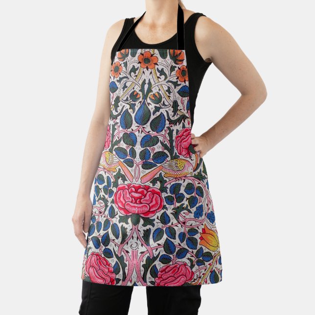 Rose and Bird, William Morris Apron (Insitu)