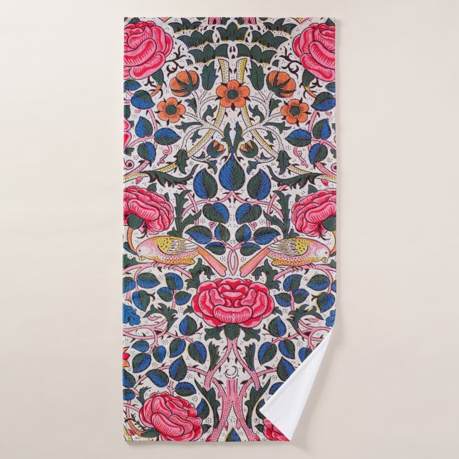 Rose and Bird, William Morris Bath Towel (Bath Towel)