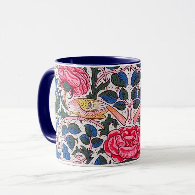 Rose and Bird, William Morris Mug (Front Left)