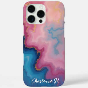 Rose and Blue Agate Texture iPhone 16 Pro Max Case