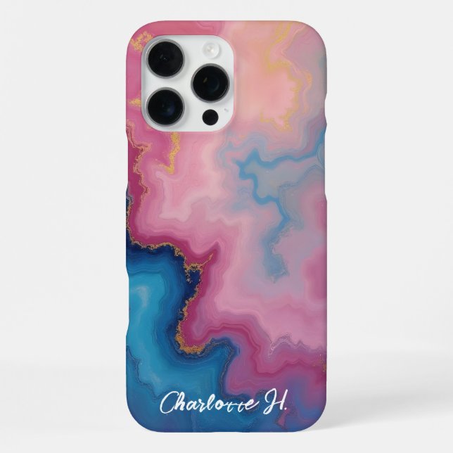 Rose and Blue Agate Texture iPhone Case (Back)