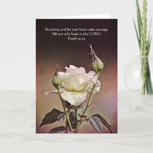 Rose and Buds Scripture Card Psalm 31:24
