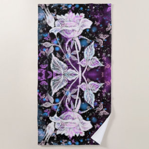 Rose and Butterflies Beach Towel