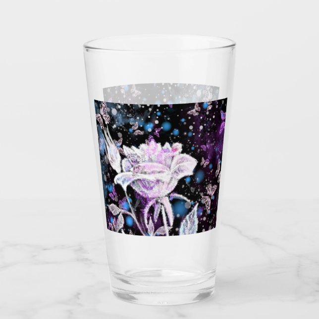 Rose and Butterflies Glass (Front)