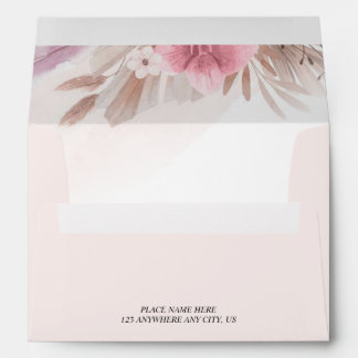 Rose and Champagne Boho Floral Romantic Envelope
