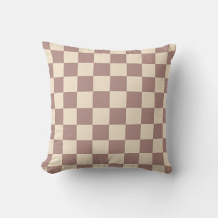 Rose and Champagne Chequerboard Throw Pillow