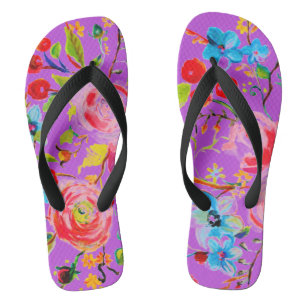 Rose and Cherry Purple Flip Flops