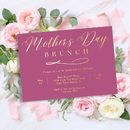 Rose and Gold Simple Script Mother's Day Brunch