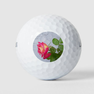 Rose and grey stucco wall golf balls