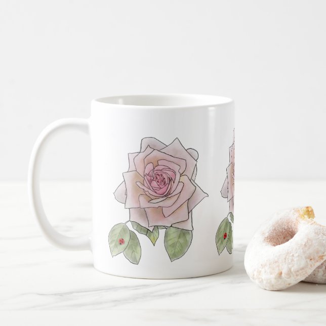 Rose and Ladybird Coffee Mug (With Donut)