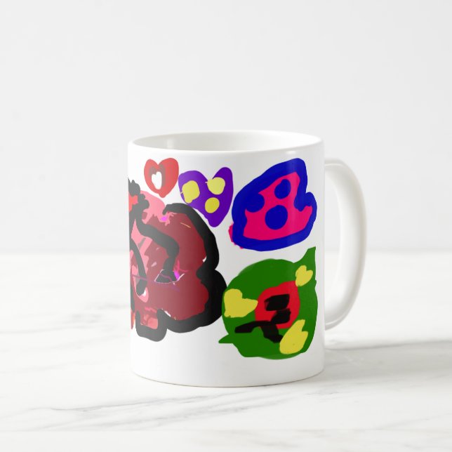 Rose and Ladybug Valentine Coffee Mug (Front Right)