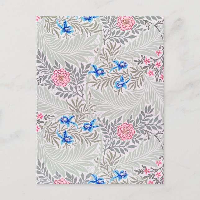 Rose and Larkspur, William Morris Postcard (Front)