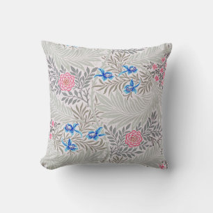 Rose and Larkspur, William Morris Throw Pillow
