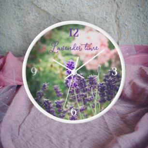 Rose and lavender blossom from Provence garden  Clock