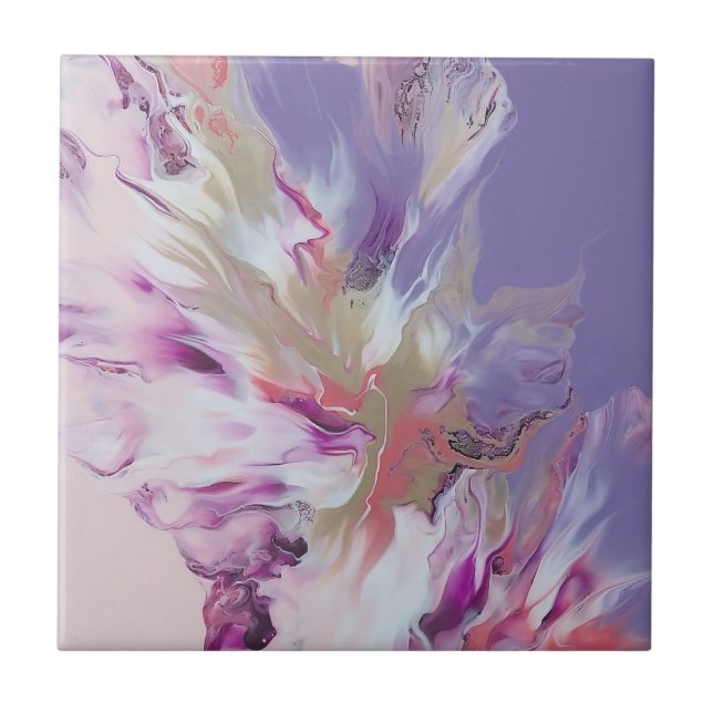 Rose and Lavender Burst Abstract Tile (Front)