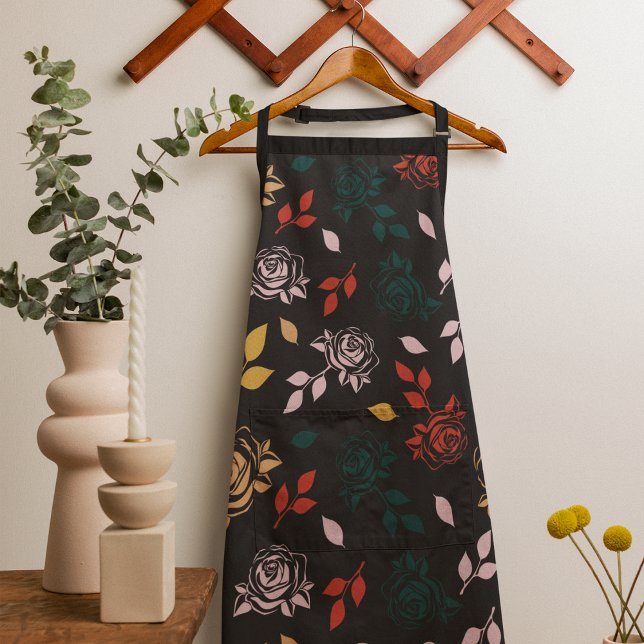 Rose and Leaves Pattern Apron (roses apron)