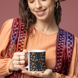 Rose and Leaves Pattern Coffee Mug