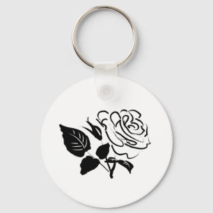 Rose and Leaves Sketch Keychain