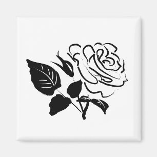 Rose and Leaves Sketch Magnet