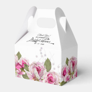 Rose and Lily Pink Bridal Shower Favor Box