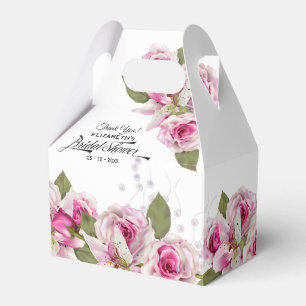 Rose and Lily Pink Bridal Shower Favor Box