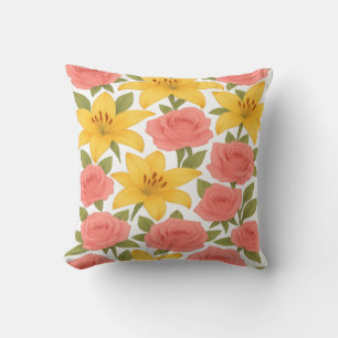 Rose and Lily Throw Pillow