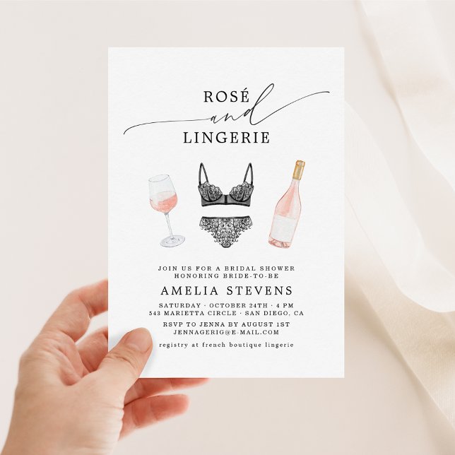 Rosé and Lingerie Bridal Shower Invitation (Creator Uploaded)